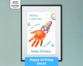 Geburtstagsgeschenk für Onkel, Handabdruck Kunst Handwerk, Wand Kunst Aktivität von Kindern oder Familie, DIY Andenken (Sofortiger druckbarer Download)