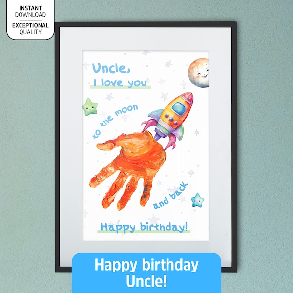 Uncle's Birthday Art Craft Hand Print Poster  |  INSTANT PRINTABLE download  | uncle gift from kids | preschool activity | DIY keepsake