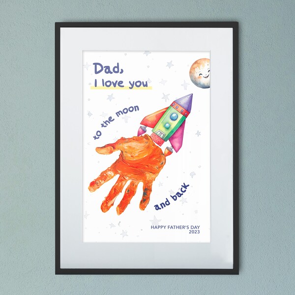 Fathers Day Hand Print Art Etsy