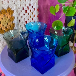 Vintage MCM Morgantown Twist Swirl Glass Tumblers