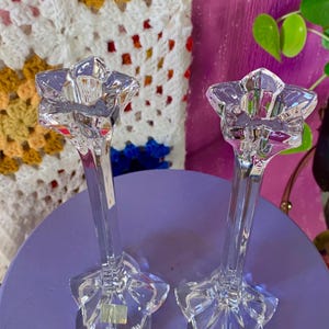 bougeoirs vintage Mikasa Crystal Star Petal