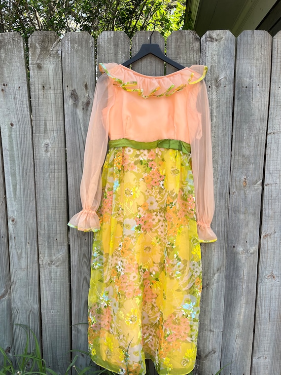 60’s floral ruffle party dress - image 1