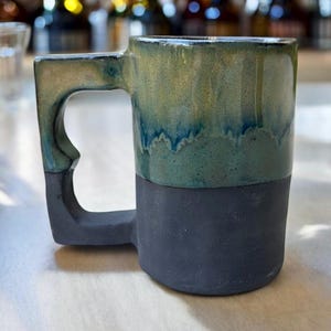 Handmade Porcelain Beer Mug, Blue Pottery Beer Mug, Gift for him, Mothers day gift, Handcrafted Ceramic Cup,  Beer Lover Gift, Beer Stein