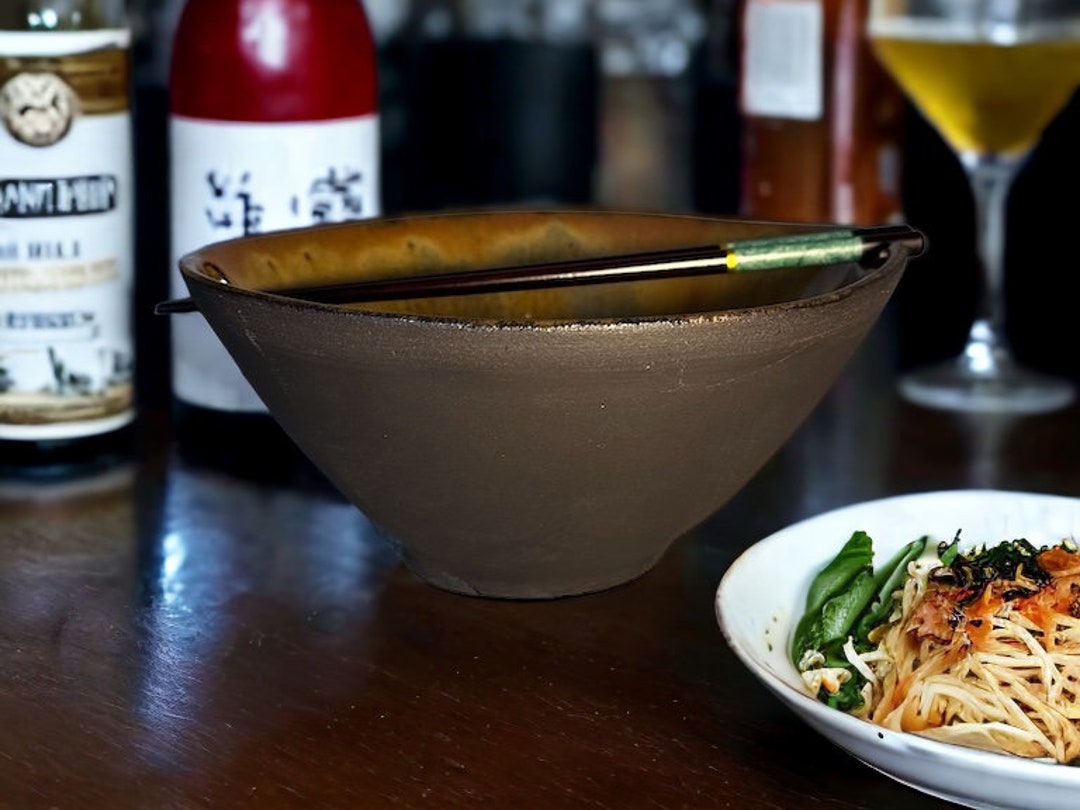 Stoneware Ramen Bowl With Chopstick Rest Large Noodle Bowl With Chop
