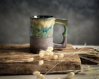 Handmade Ceramic Beer Mug With Handle • Wheel Thrown Ceramic Beer Stein Mug • Large Coffee Mug • 14oz Stoneware Beer Mug • Best Man Gift