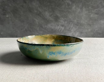Small Stonware Bowl • Hand painted Pasta Plate • Artisan Ceramic Soup Bowl • Dinnerware • Handmade Housewarming Gift • Gift for Mom