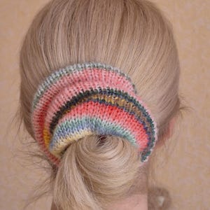 Alpaca Knit Scrunchie, Two sided hair tie, Colorful Summer Hair Accessories, Gift for girls