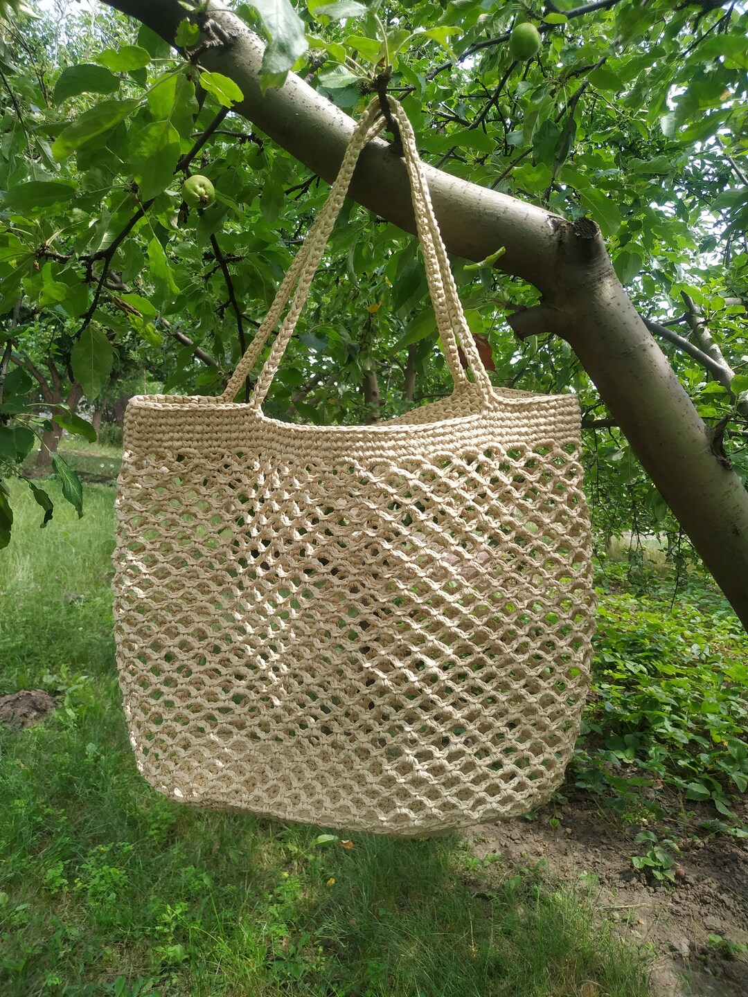 Raffia Crochet Bag Pattern, Bag Tutorial, Raffia Tote Pattern