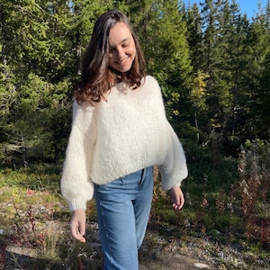 Hand Knit Mohair Cropped Sweater: Fluffy Cloud Jumper