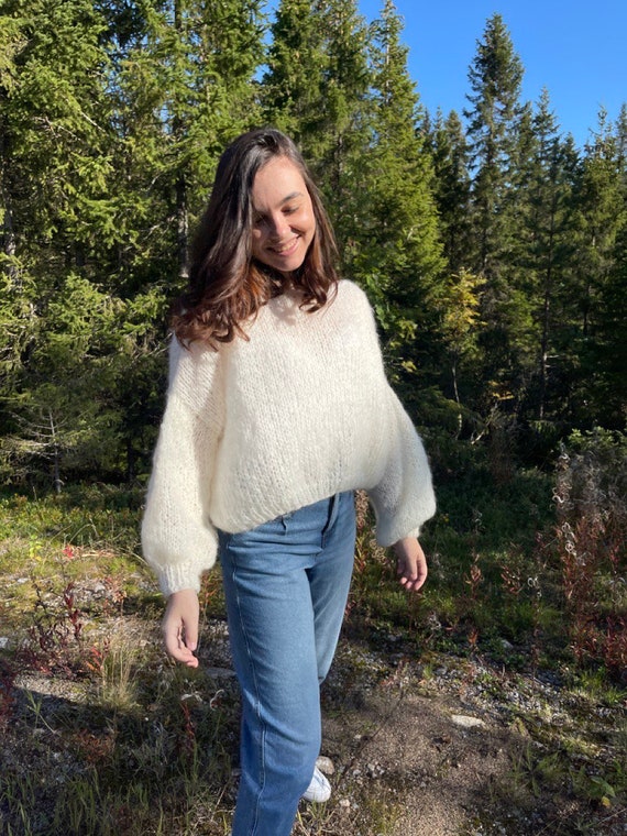 Mohair Loose Knit Sweater, Cloud Jumper, Cropped Wedding