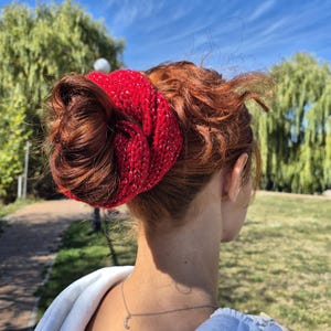 Giant Knitted Hair Tie, Limited Yarn, Luxury Sparkling Handmade Scrunchie, Gift for Girl
