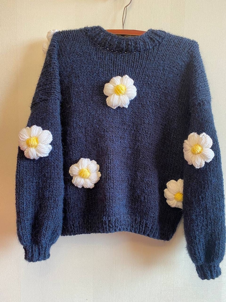 Floral Knit Cardigan Knit Flower Sweater Ready to Ship Knit Etsy