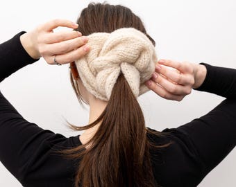 Extra Large Scrunchie Alpaca Silk, Hand-Knit Hair Tie, Gentle Accessory for Her
