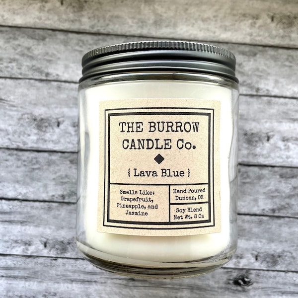 Lava Blue Candle | Volcano Type Candle | Handmade Premium Soy Blend Candle or Wax Melts | The Burrow Candle Company