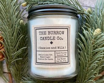 Cookies and Milk Candle | Handmade Premium Soy Blend Candle and Wax Melts | Sugar Cookie Candle | The Burrow Candle Company |