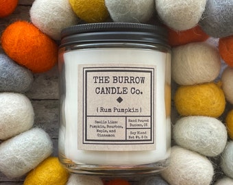 Rum Pumpkin Candle | Fall Candle | Handmade Premium Soy Blend Candle or Wax Melts | The Burrow Candle Company