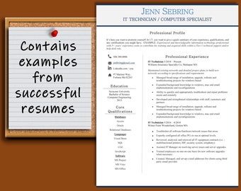 IT Resume Template: Computer Specialist Examples (Instant Download)