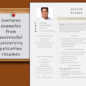 College Application Resume Template: Photo CV + Writing Guide (Instant Download)