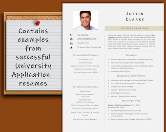 College Application Resume Template: Photo CV + Writing Guide (Instant Download)