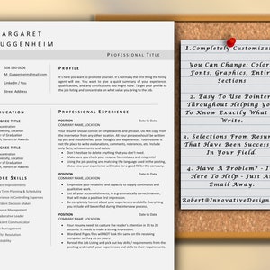 Resume Writing Notes Professional Resume Template for Word and Pages / Instant Download ...