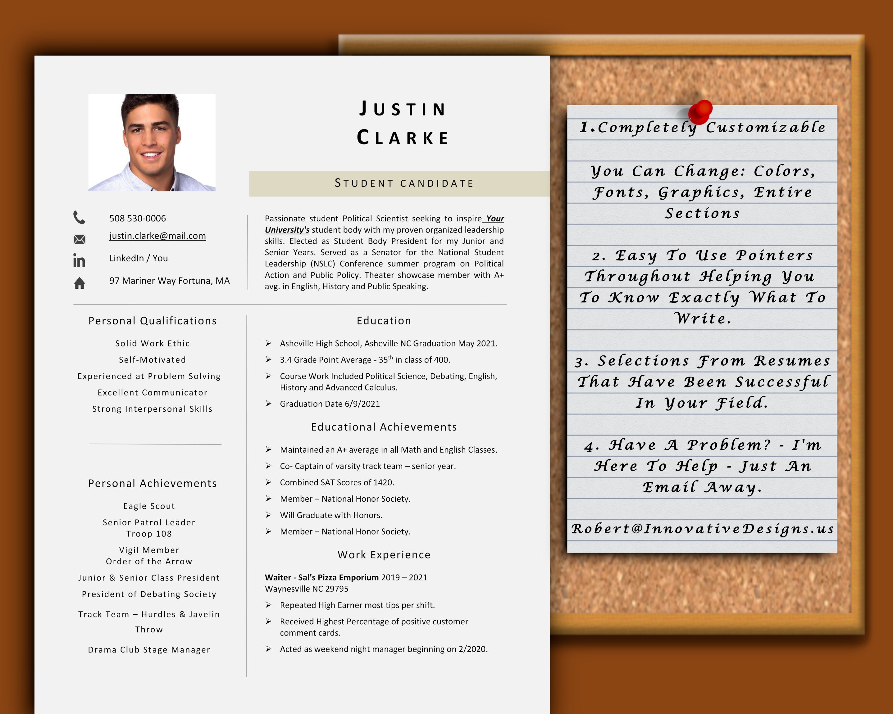 College Application Resume Template: Photo CV + Writing Guide (instant ...