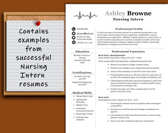 Nursing Intern Resume Template: CV + Cover Letter (Instant Download)