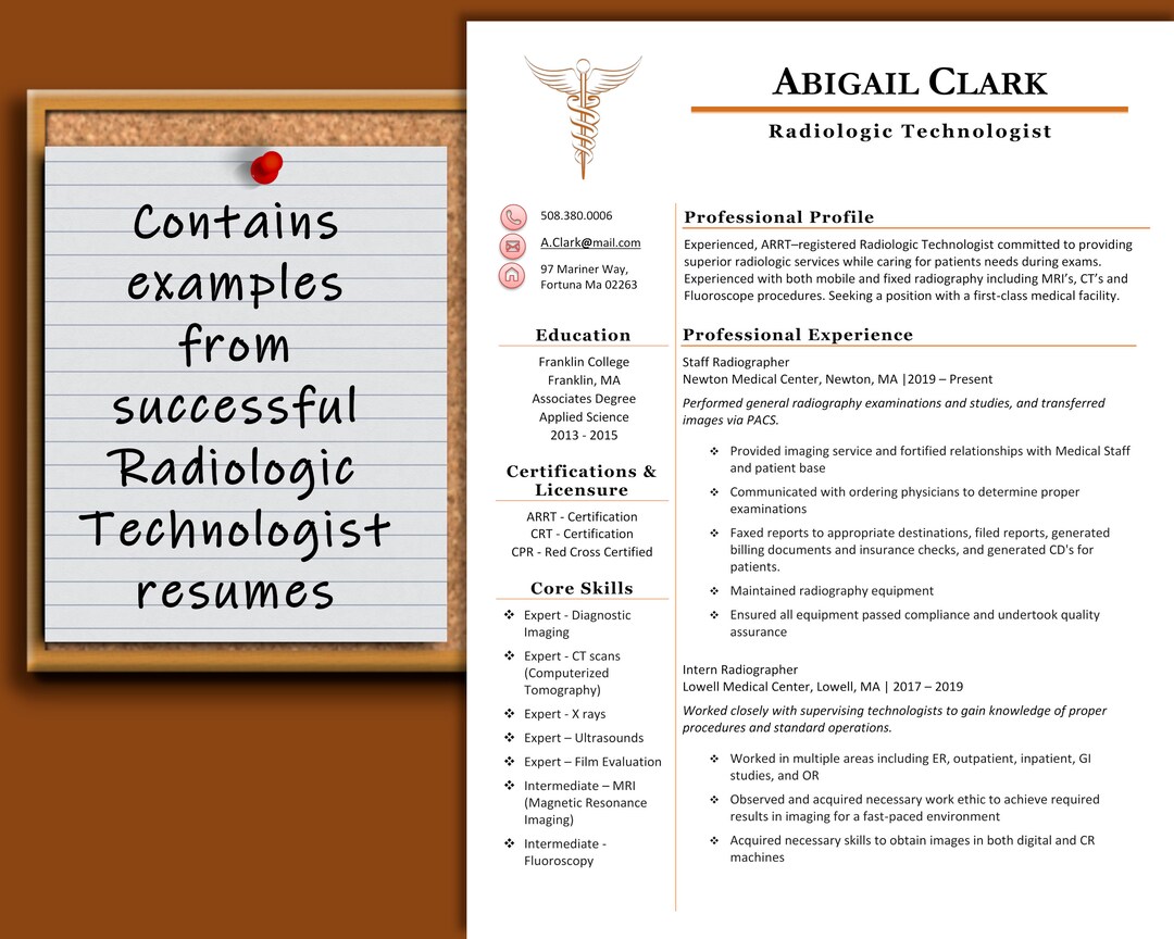 Radiologic Technologist / Radiographer Template With Successful Real World Resume Examples ATS
