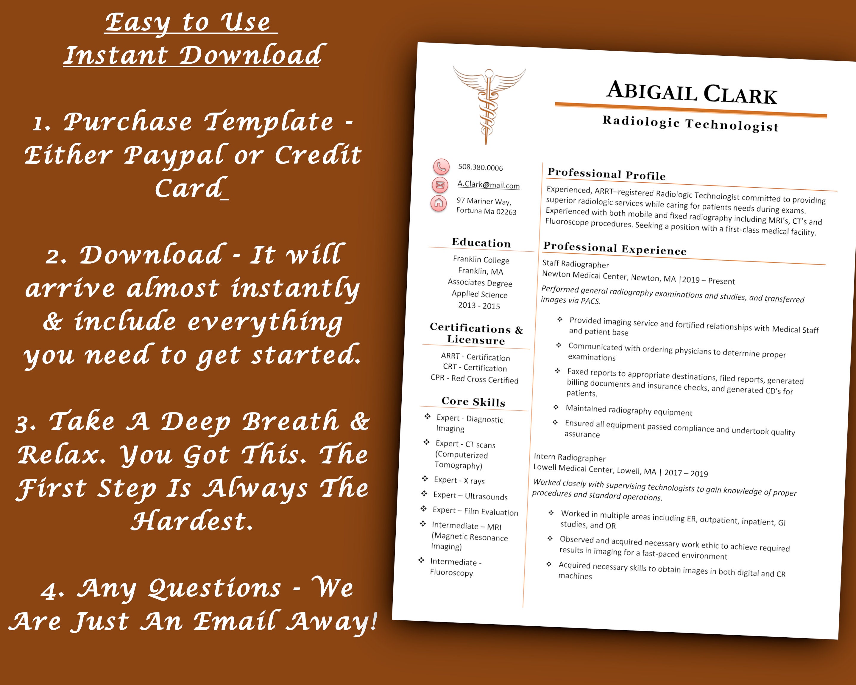 Radiologic Technologist / Radiographer Template With Successful Real World Resume Examples ATS