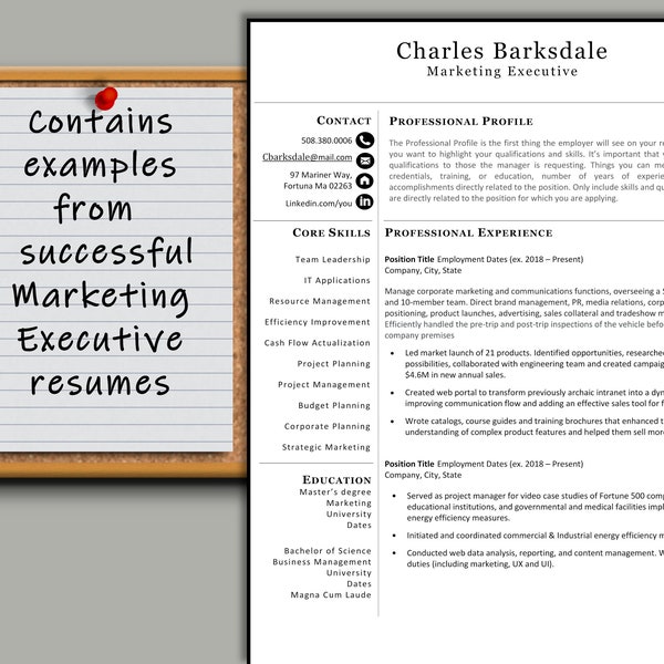 Professional Resume Template: Conservative Design with Examples (Instant Download)