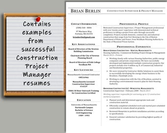 Construction Project Manager Resume Template: Professional CV (Instant Download)