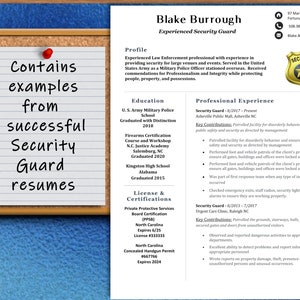 Security Guard / Watchman / Law Enforcement Template w Successful Real World Resume Examples | ATS Friendly | Instant Download | Letter / A4