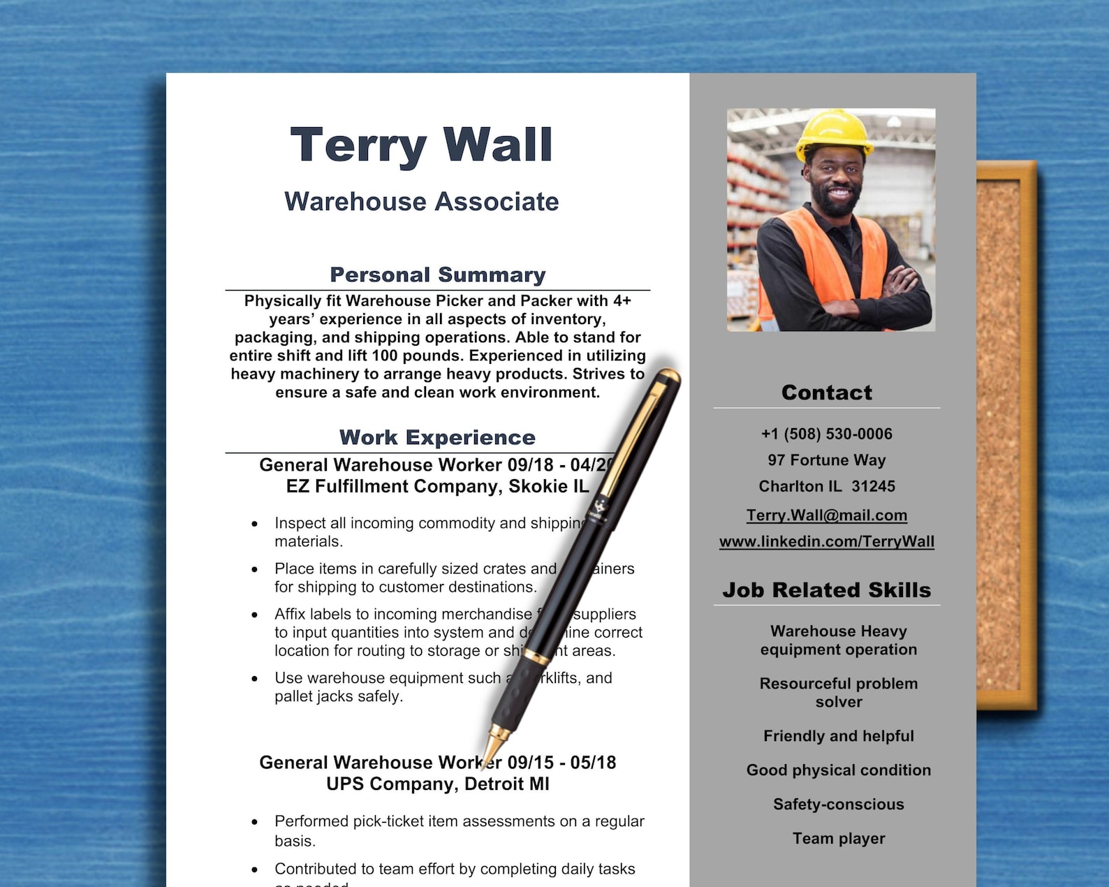 Warehouse Associate / Forklift Operator Resume Template Etsy
