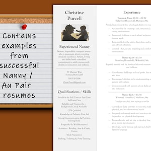 Nanny / Au Pair / Child Care Giver Resume Template With Successful Real World Resume Examples | ATS Friendly | Word / Pages | Letter or A4