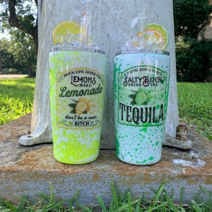 Custom Sour Bitch Vodka/Tequila lemonade  ice topper tumbler; summer time tumbler; alcohol theme tumbler gift for mom