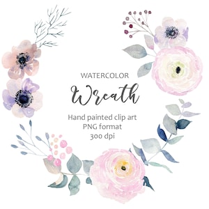Clipart de guirlanda de Natal em aquarela, decoração de parede, convite de casamento de inverno, pintura floral desenhada à mão, download digital PNG Uso comercial