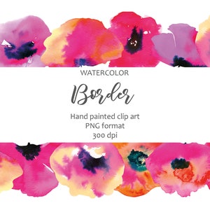 Bordure de coquelicot floral, Carte d’invitation de mariage, Clipart floral numérique PNG, Téléchargement numérique, Conception de carte postale, Cadre rose, PNG Utilisation commerciale.