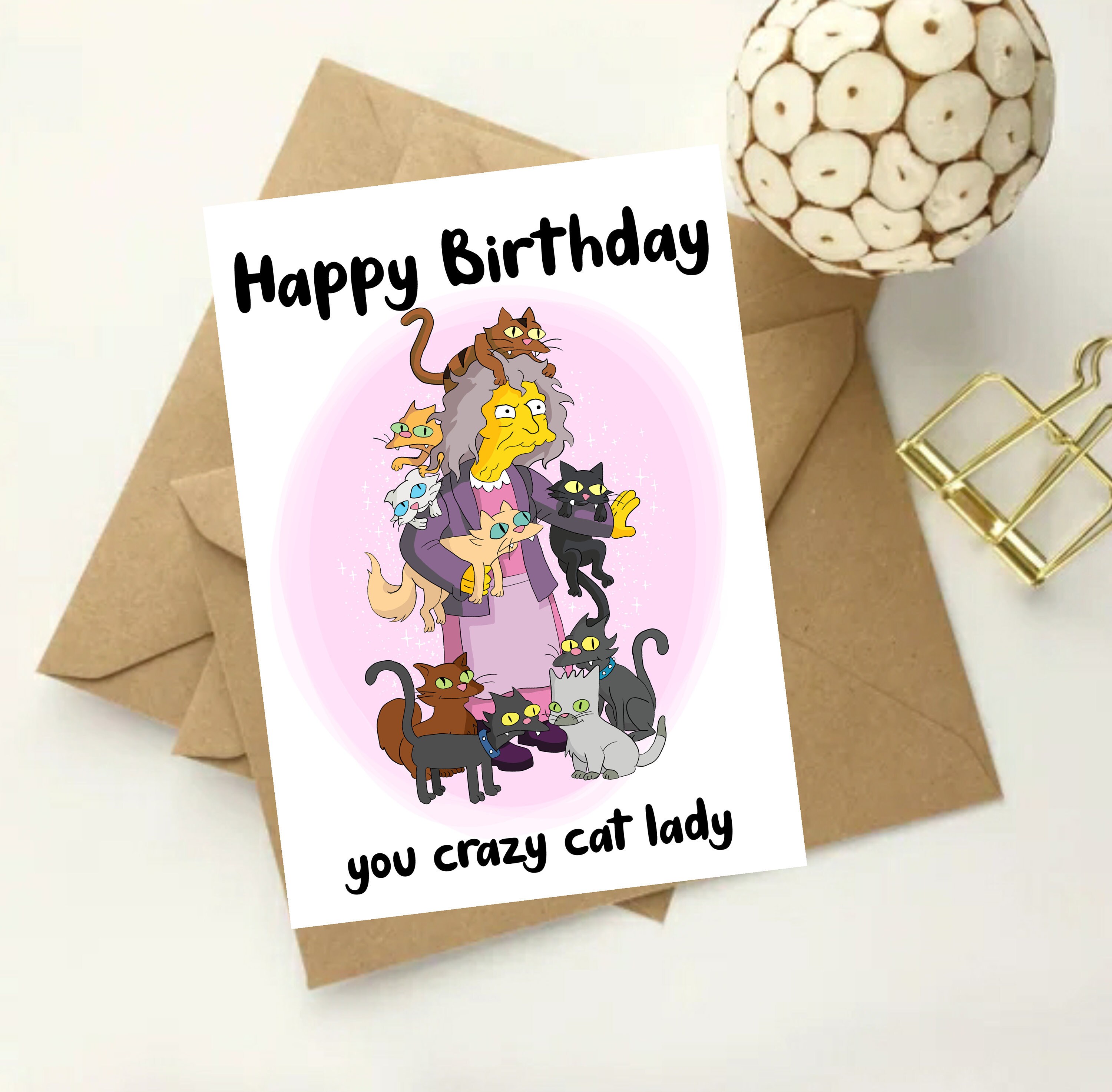 You Crazy Cat Lady Happy Birthday Greetings Card | Etsy