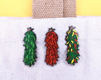 Chile Ristra Hard Enamel Pin - New Mexico Culture Illustration Brooch - Southwest Chile Enamel  Hat Pin - Multicolor Food Badge