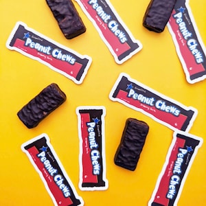 Peanut Chew Candy Stickers - Waterproof Vinyl Candy Bar Decal - Philadelphia Pennsylvania Food Sticker - Food Illustration Sticker