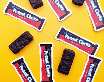 Peanut Chew Candy Stickers - Waterproof Vinyl Candy Bar Decal - Philadelphia Pennsylvania Food Sticker - Food Illustration Sticker