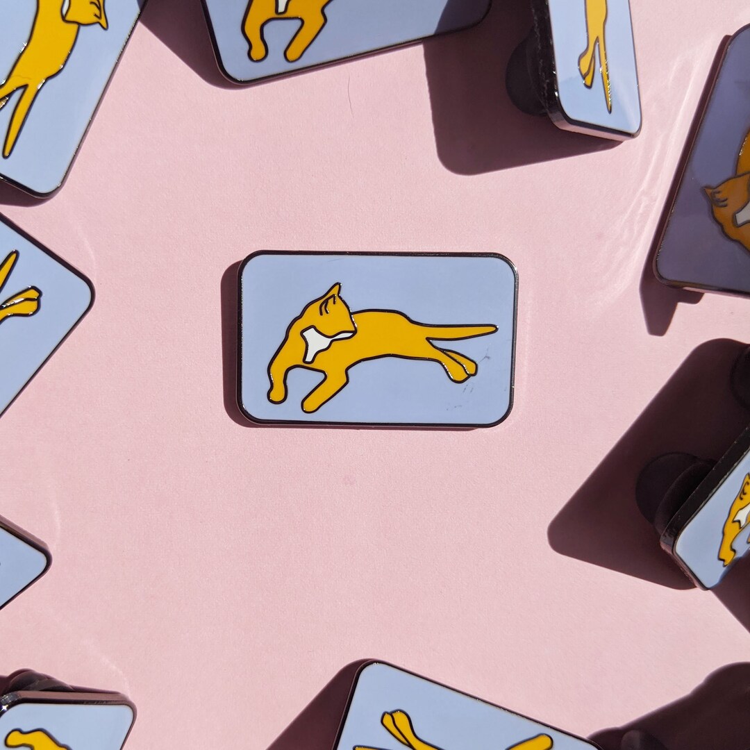 Modern Orange Cat Hard Enamel Pin: Minimalist Kitten Lapel Brooch - Etsy