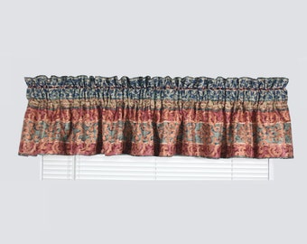 Rod Pocket Valance-Generic Design in Bold Colors Green, Reds, Blues