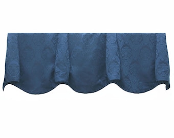 Scallops separated by 3-D Cones in Navy Damask-COM Welcome