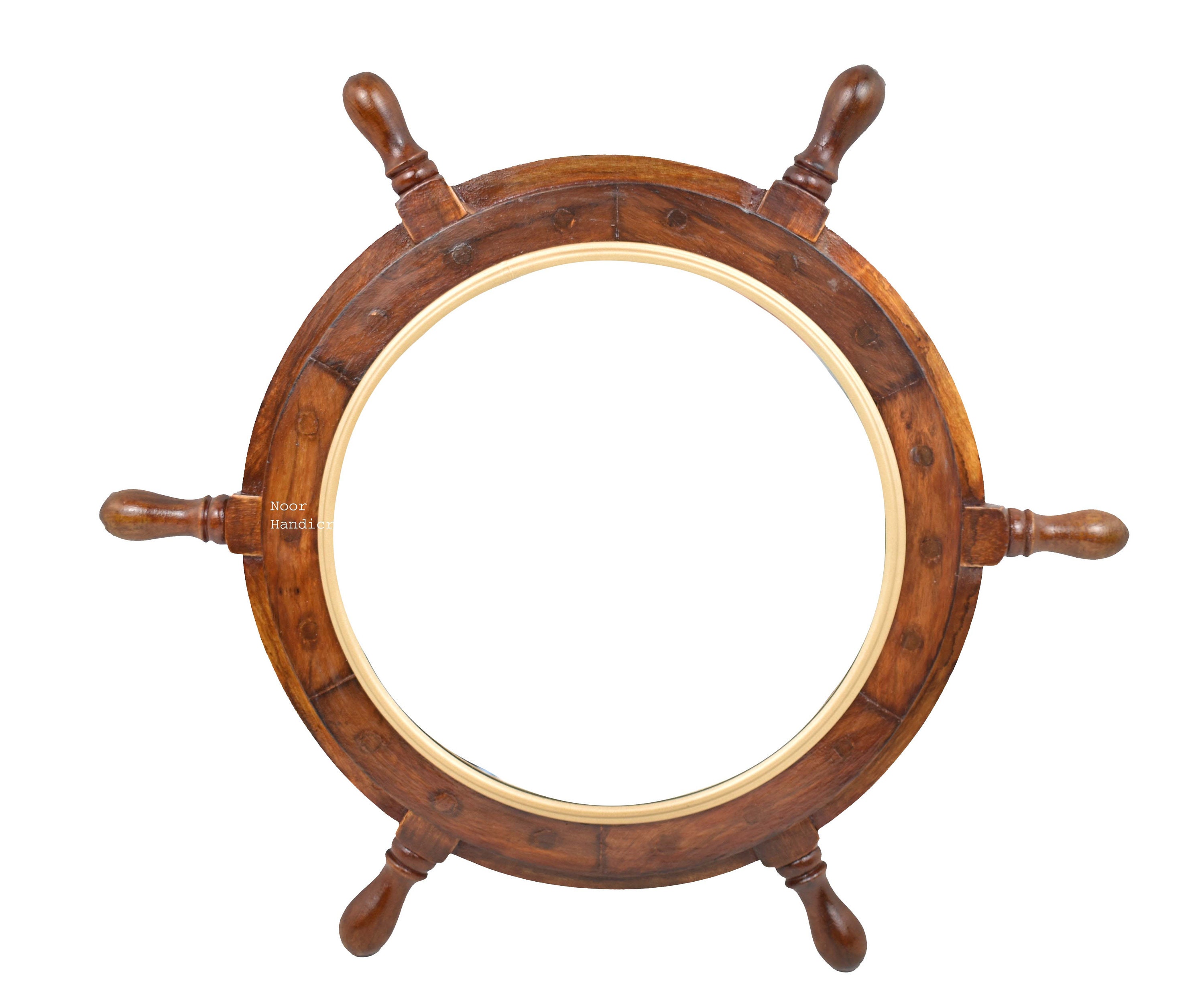 Nautical Captain's Wooden Ship Wheel Mirror Bathroom Etsy