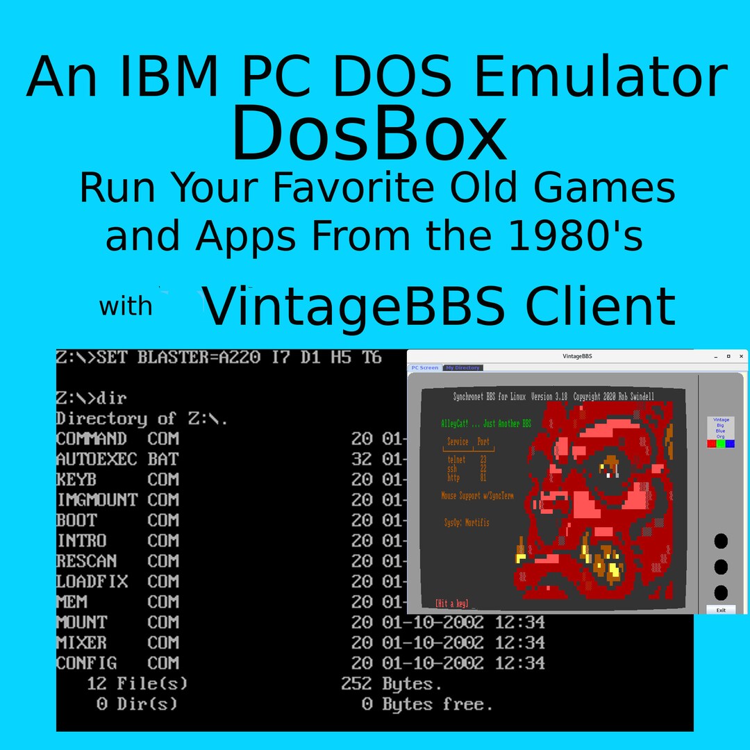 DOSBOX Run Your Favorite 1980's Games Again With/ Vintagebbs Client Etsy