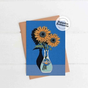 Sunflower & Orangina A6 Greetings Card | Flower French Sun Birthday Friend Blank Thank You New Home