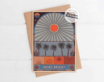 Shine Bright | A6 Blank Greetings Card | Colourful Just Because Well Done Congrats New Job Exams Friend Blank Thank You Birthday