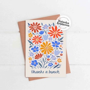 Merci beaucoup | Merci carte de voeux A6 | Bouquet floral de fleurs simplement parce que mignon cadeau de mariage amitié heureux