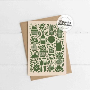 Grandir | Carte de voeux vierge A6 de jardinage Lino | Plantes d'intérieur Légumes Pots de fruits Avec un ami