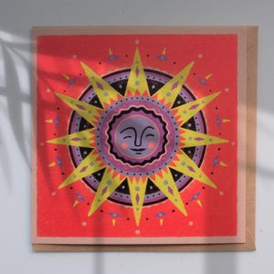 zo 4 | Geïllustreerde vierkante wenskaart | Blanco artiest verjaardag gefeliciteerd bedankt felle neon vet funky kleurrijke glans miniprint